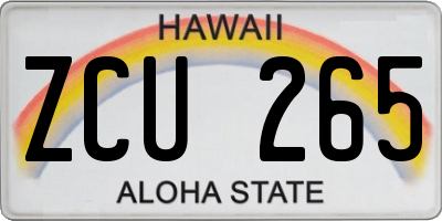 HI license plate ZCU265