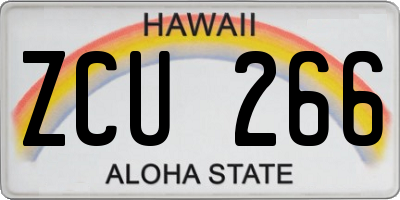 HI license plate ZCU266