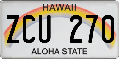 HI license plate ZCU270