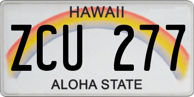 HI license plate ZCU277