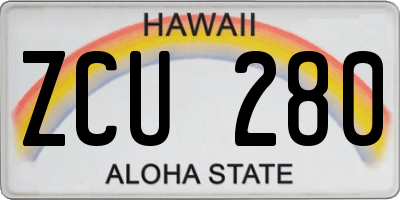 HI license plate ZCU280