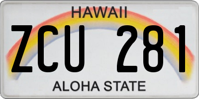 HI license plate ZCU281