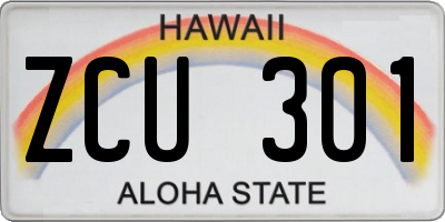 HI license plate ZCU301