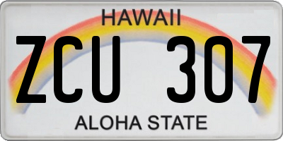 HI license plate ZCU307