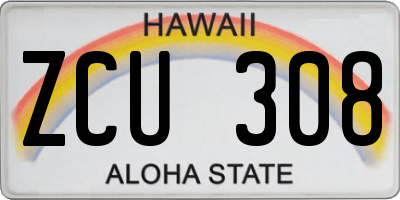 HI license plate ZCU308