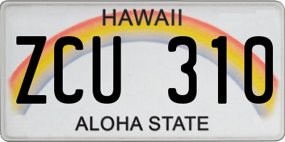 HI license plate ZCU310