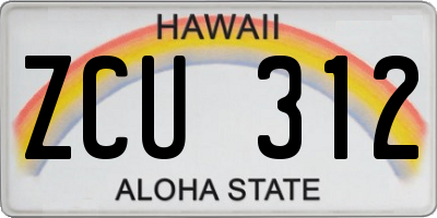 HI license plate ZCU312