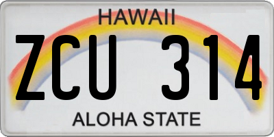 HI license plate ZCU314
