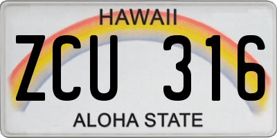 HI license plate ZCU316