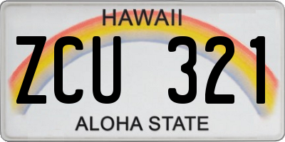 HI license plate ZCU321