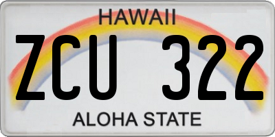 HI license plate ZCU322