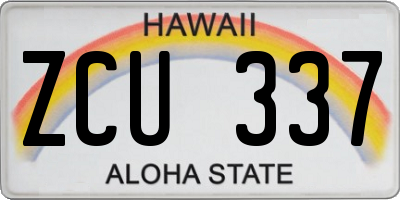 HI license plate ZCU337