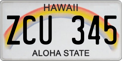 HI license plate ZCU345