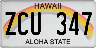 HI license plate ZCU347