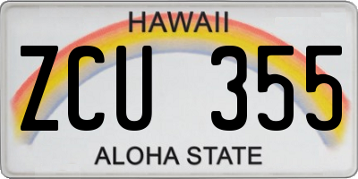 HI license plate ZCU355