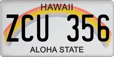 HI license plate ZCU356