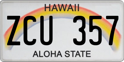 HI license plate ZCU357