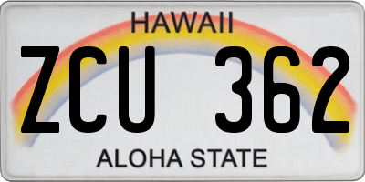 HI license plate ZCU362