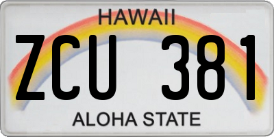 HI license plate ZCU381