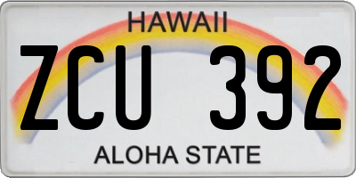 HI license plate ZCU392