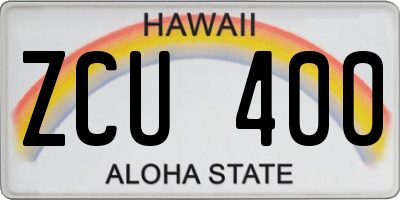 HI license plate ZCU400