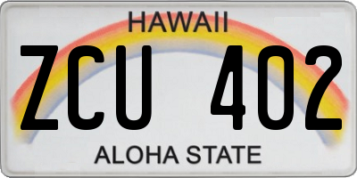 HI license plate ZCU402