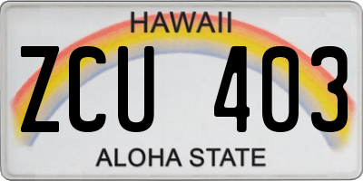 HI license plate ZCU403