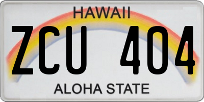HI license plate ZCU404