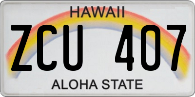HI license plate ZCU407