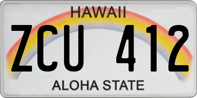 HI license plate ZCU412