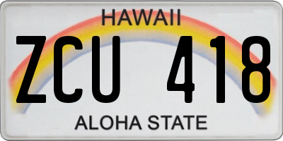 HI license plate ZCU418