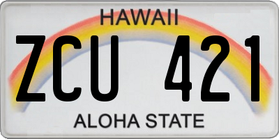 HI license plate ZCU421