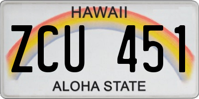 HI license plate ZCU451