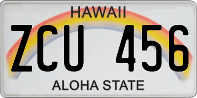 HI license plate ZCU456