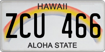 HI license plate ZCU466