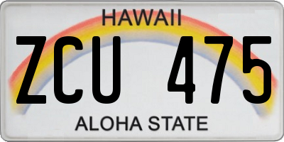 HI license plate ZCU475