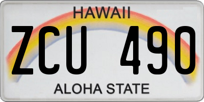 HI license plate ZCU490