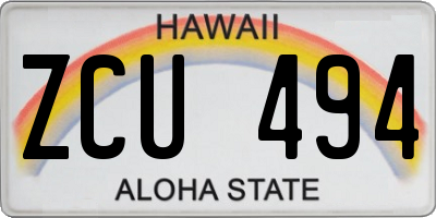 HI license plate ZCU494