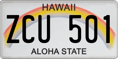 HI license plate ZCU501