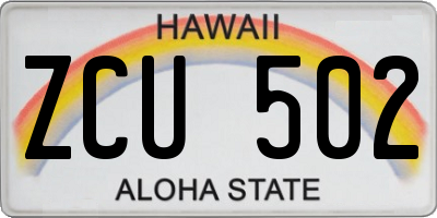 HI license plate ZCU502