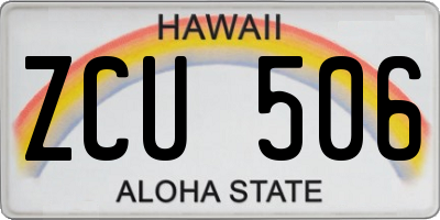 HI license plate ZCU506