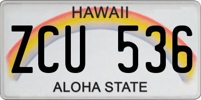 HI license plate ZCU536