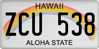 HI license plate ZCU538