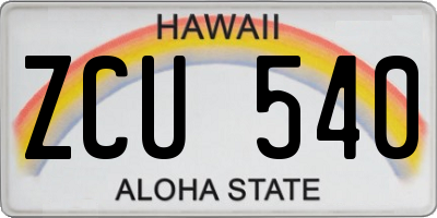 HI license plate ZCU540