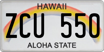HI license plate ZCU550