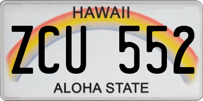 HI license plate ZCU552