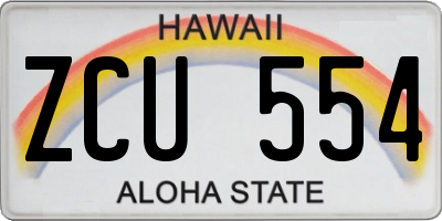 HI license plate ZCU554