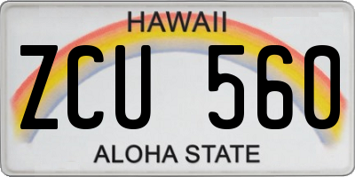 HI license plate ZCU560
