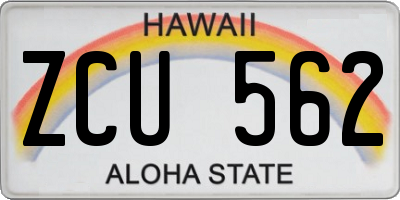 HI license plate ZCU562