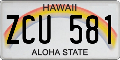 HI license plate ZCU581